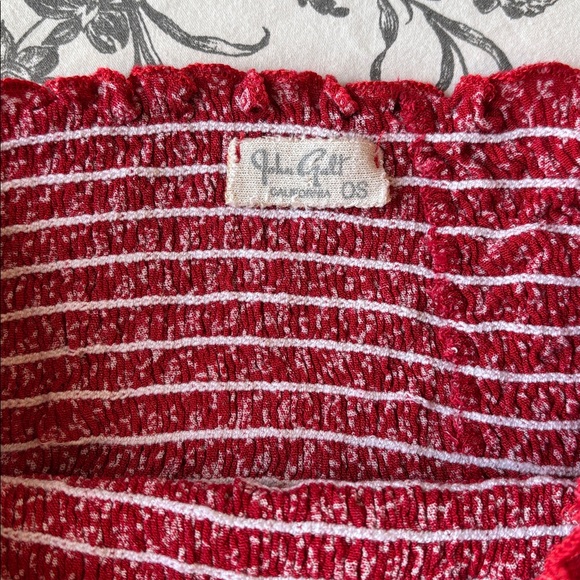 Brandy Melville Red Floral Smocked Tube Top - Picture 3 of 4